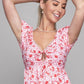 NUVI APPAREL Printed Tie Front Puff Sleeve Dress