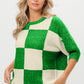 BiBi Jade Checkered Contrast Round Neck Sweater