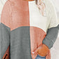 SYNZ Plus Size Color Block Round Neck Sweater