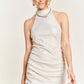FOGGY FOIL OVERLAP SHIRRED DRESS PLUS