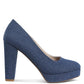 Kostur Denim Block Heel Pumps