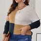 SYNZ Plus Size Color Block Round Neck Sweater