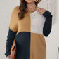 SYNZ Plus Size Color Block Round Neck Sweater