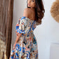 Smocked Printed Off-the-Shoulders Maxi Dress
