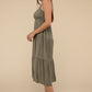 Woven Sweetheart Neckline Tiered Cami Midi Dress