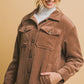 Love Tree Corduroy Button Up Jacket with Sherpa Inside