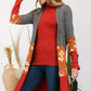 CELESTE Full Size Floral Color Block Open Front Cardigan