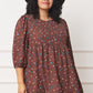 Abstract Polka Dot Bishop Sleeve Mini Dress
