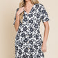 BOMBOM Floral Button Down Mini Dress