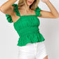 DAVI & DANI Solid Square Neck Ruffle Top