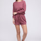 NUVI APPAREL Dark Pink Ribbed Knit Tee & Shorts