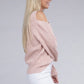 NUVI APPAREL Crossed Open Shoulder Sweater