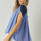 DAVI & DANI Printed Lace V-Neck Short Sleeve Loose Top