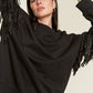 JADE by JANE Plus-size Silver Studded Fringe Sleeves Sweater top - PLUS JJT5009P