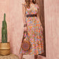 H.R.Z. Ruffled Printed V-Neck Cap Sleeve Tiered Dress