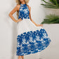 Tied Printed Sleeveless Midi Dress