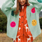 DAVI & DANI The Fuzzy Smile Long Bell Sleeve Knit Cardigan