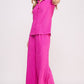 JADE BY JANE Textured Short Sleeves Top & Wide-leg Pants Set