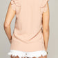NUVI APPAREL V neck Top with ruffle Shoulder