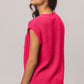 BiBi Fuchsia Patch Pocket Cap Sleeve Sweater Top