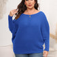Full Size Boat Neck Batwing Sleeve Sweater-up to 3XL