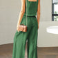 Stylish 2 Piece Square Neck Top and Wide Leg Pants Set
