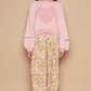 POL Pink Candy Round Neck Heart Patch Zipper Point Sleeve Sweater