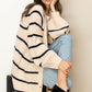 HYFVE Made for Style Oversized Striped Sweater Cardigan