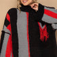 POL Turtleneck Color Block Fringe Detail Sweater
