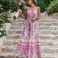 Pink Tassel Printed V-Neck Maxi Dress