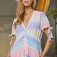 DAVI & DANI Lilac Ombre V-Neckline short Puff Sleeve High-low Maxi Dress