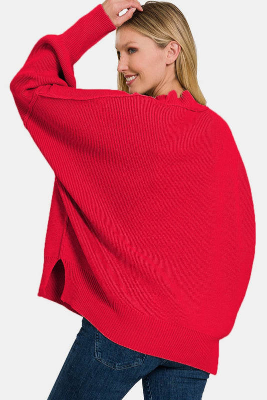 ZENANA Ruby Side Sit Oversize Knit Sweater
