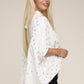 NUVI APPAREL White Batwing Sleeve Mock Neck Blouse