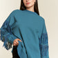 JADE by JANE Plus-size Silver Studded Fringe Sleeves Sweater top - PLUS JJT5009P
