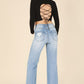 LILOU Black Long Sleeves Mock Neck Lace-up Open Back Top