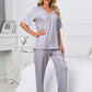 X.Y.M. Printed V-Neck Top and Pants Pajamas Set
