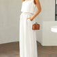 Stylish 2 Piece Square Neck Top and Wide Leg Pants Set