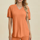 Basic Bae Full Size Ribbed V-Neck Short Sleeve Top and Shorts Set