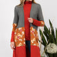 CELESTE Full Size Floral Color Block Open Front Cardigan