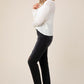 LILOU Ivory Variegated Rib V neck Sweater