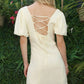 LILOU Elegant Bright Yellow Mini Brunch Dress with Back Strap