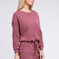 NUVI APPAREL Dark Pink Ribbed Knit Tee & Shorts