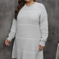 Plus Size Grey Round Neck Long Sleeve Sweater Dress