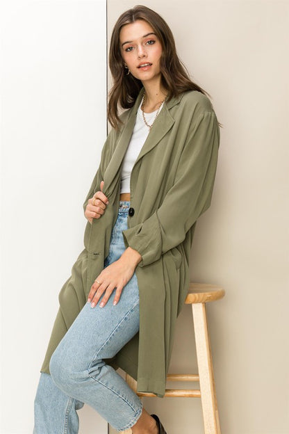 HYFVE Long Button Front Cool Oversized Coat