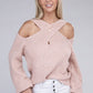 NUVI APPAREL Crossed Open Shoulder Sweater
