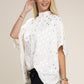 NUVI APPAREL White Batwing Sleeve Mock Neck Blouse