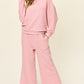 DOUBLE TAKE Full Size Texture Long Sleeve Top and Pants Lounge Set