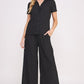 JADE BY JANE Textured Short Sleeves Top & Wide-leg Pants Set