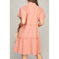 NUVI APPAREL Tiered mini dress with tie