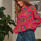 DAVI & DANI Crochet Patchwork Round Neck Pullover Sweater Top